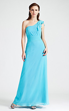 Sheath/Column One Shoulder Floor-length Chiffon Bridesmaid Dress
