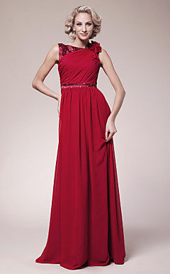 A-line Bateau Floor-length Chiffon Mother of the Bride Dress