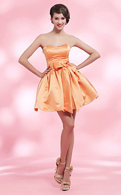 Ball Gown  Sweetheart Short/ Mini Satin Cocktail Dress