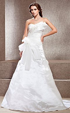 Sheath/ Column Sweetheart Tea-length Organza Wedding Dress