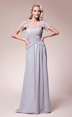 Sheath/Column Strapless Floor-length Chiffon Mother of the Bride Dress With A Wrap
