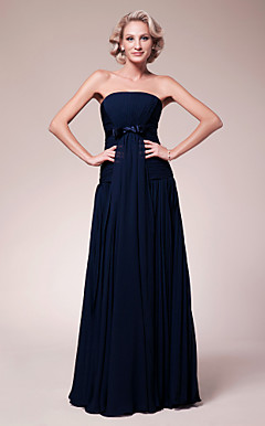Sheath/Column Strapless Floor-length Chiffon Mother of the Bride Dress