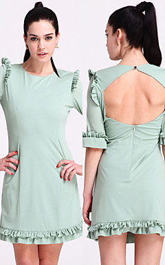 TS Ruffle Trimmed Open-back Dress