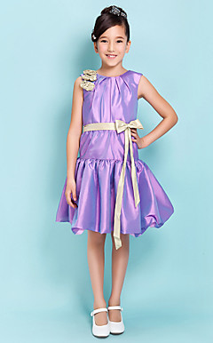 Ball Gown Jewel Knee-length Satin Junior Bridesmaid Dress