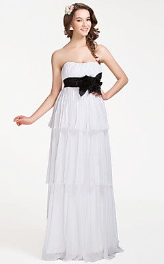 Sheath/Column Strapless Floor-length Chiffon Bridesmaid Dress