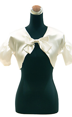 Short Sleeve Satin With Removable Bow Wedding Jacket / Special Occasion Wrap (More Colors)