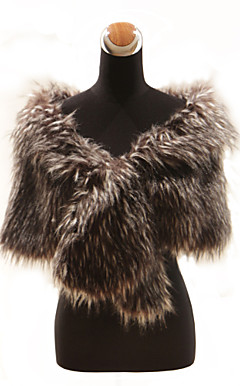 Elegant Long-Haired Faux Fur Fox Fur Special Occasion Shawl (More Colors)