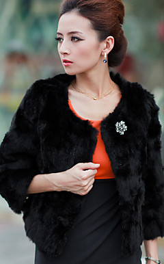 3/4 Sleeve Party/Evening Rabbit Fur Jacket (More Colors)