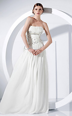 Chiffon A-line Strapless Floor-length Evening Dress inspired by Anne Hathaway at the 83rd Oscar