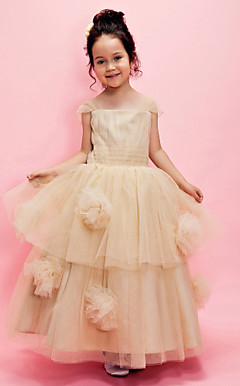 Ballkleid Platz knöchellangen Tüll Blumenmädchen Kleid