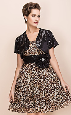 Luxurious Short Sleeve Sequined Wedding Wrap / Special Occasion Jacket
