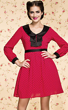 ts vintage kontrast polka dot kjole