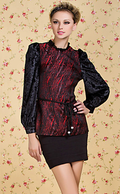 ts vintage jacquard puff ermet belte bluse