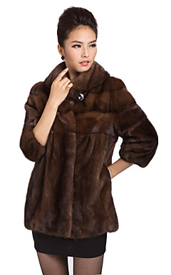 Gorgeous 3/4 Sleeve Mink Fur Turndown Collar Evening/Casual Mink Fur Coat