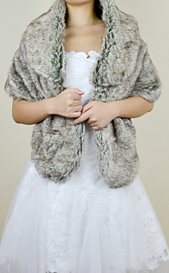 Elegant Faux Fox Fur Party/Evening Shawl/Wrap