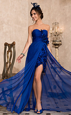 Sheath/ Column Sweetheart Asymmetrical Chiffon Evening Dress