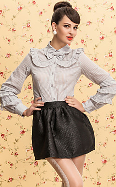 ts do vintage em torno do pescoço ruffle camisa blusa
