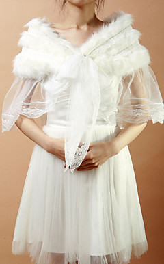 Nice Faux Fur & Tulle Evening/Wedding Shawl