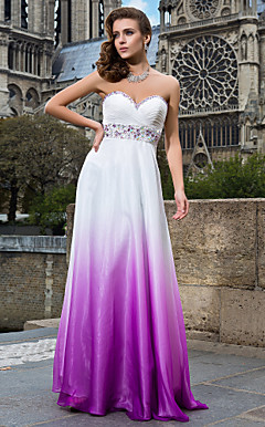 Bainha / coluna querida assoalho-comprimento de vestido de noite chiffon