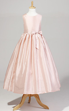 Sweet Sleeveless Taffeta Wedding/Party Flower Girl Dress With Bow