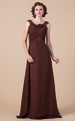 A-line Scoop Floor-length Chiffon Mother of the Bride Dress