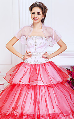 Excellent Short Sleeve Soft Tulle Wedding/Evening Jacket/Wrap With Embroidery (More Colors)