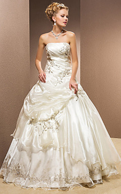 bola vestido sin tirantes vestido de novia palabra de longitud organza