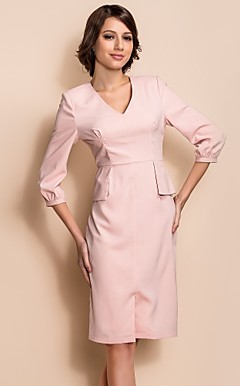 TS V Neck Slim Fit Half Sleeve Peplum Dress