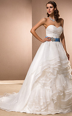 balón vestido de novia capilla tren vestido de novia de organza