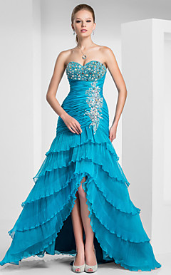 A-Line Sweetheart pavimento-lunghezza organza abito da sera