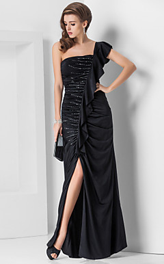 Sheath/Column One Shoulder Floor-length Spandex Evening Dress