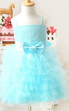 Lovely Sleeveless Satin/Tulle Wedding/Evening Flower Girl Dress