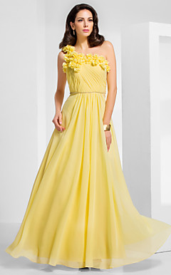 Sheath/Column One Shoulder Floor-length Chiffon Evening Dress