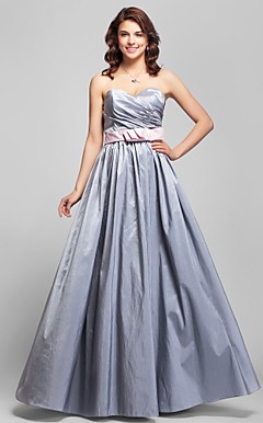 A-line spaghetti-stropper Gulv-længde Taffeta brudepige Dress
