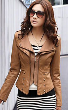 Long Sleeve permanent Collar PU Casual / Parti Jacket (plus de couleurs)