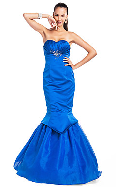 Trompete / Meerjungfrau Liebsten bodenlangen Satin und Organza Abendkleid