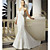  v-sirène cou chapelle train satin des robes de mariée de la mariée (ycf098)
