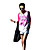  gitaar meisje kleur botsing half sleeve t-shirt (0531-4.20-20)