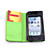  Wallet Leather Case for iPhone 4 (Black/Green)