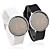 Pair of Jelly Sports Style Crystal Round Mirror Face Red LED Wrist Watch - Black & White