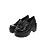  3" Chunky Heel Platform Black PU Lolita Shoes