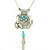  Silver With Turquoise Elephant Necklace With Tassel