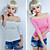  Half Sleeve Elastic Off Shoulder Slimming T-shirt