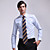 Contrast Color Stripes Mens' Oxford Fabric Long Sleeve Shirt
