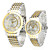  (Par) Elegante Reloj de Pulsera para Parejas de Mecanismo Quartz Análogo - Plateado Con Dorado