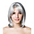  Lace Front Medium High Quality Synthetic Straight Grey Hair Wig