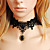  Handmade Black Lace Retro Princess Lolita Halskette mit Obsidian