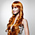  capless extra long de haute qualité de grade synthétique dorée cheveux bruns perruque frisée
