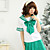  Cute Girl Pink&Purple&Green&Blue Polyester School Uniform with Bow(4 Colors) (3 Pieces)