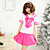  Cute Girl Pink&Purple&Green&Blue Polyester School Uniform with Bow(4 Colors) (3 Pieces)